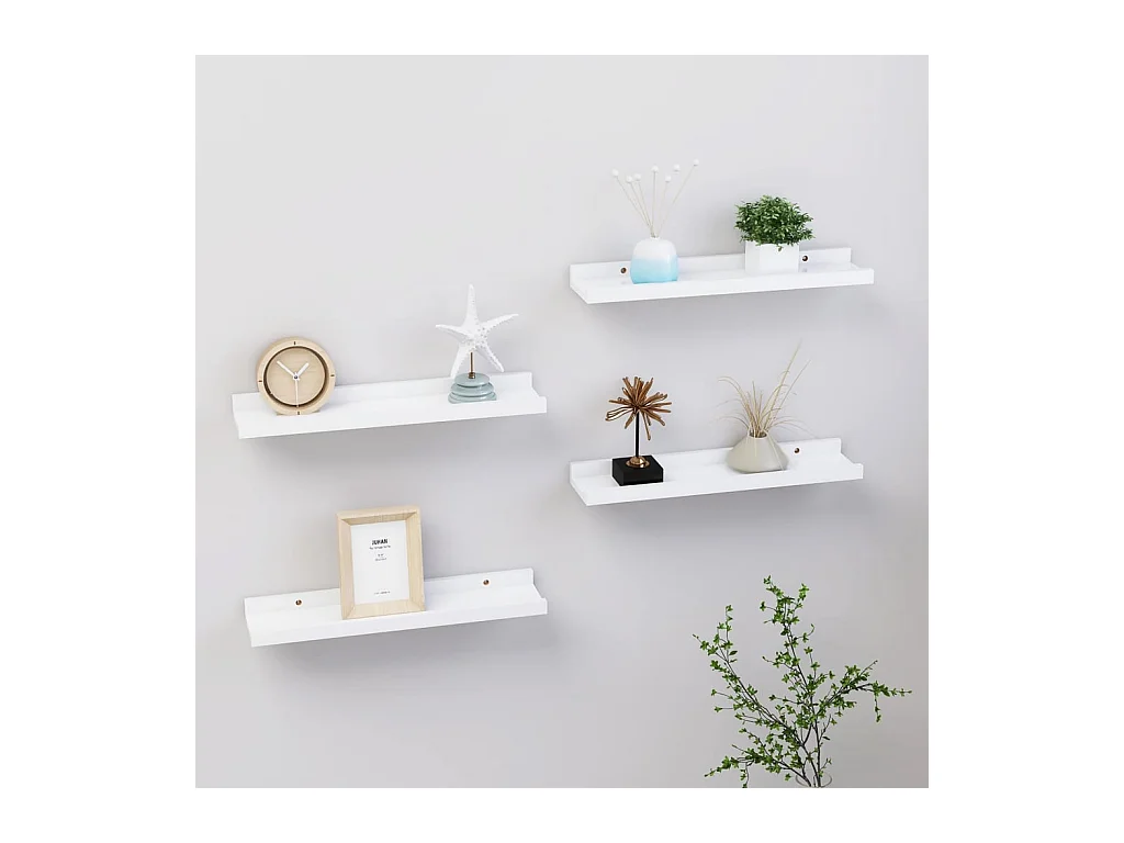 Mensole da parete 4 pezzi Bianco 40x9x3 cm