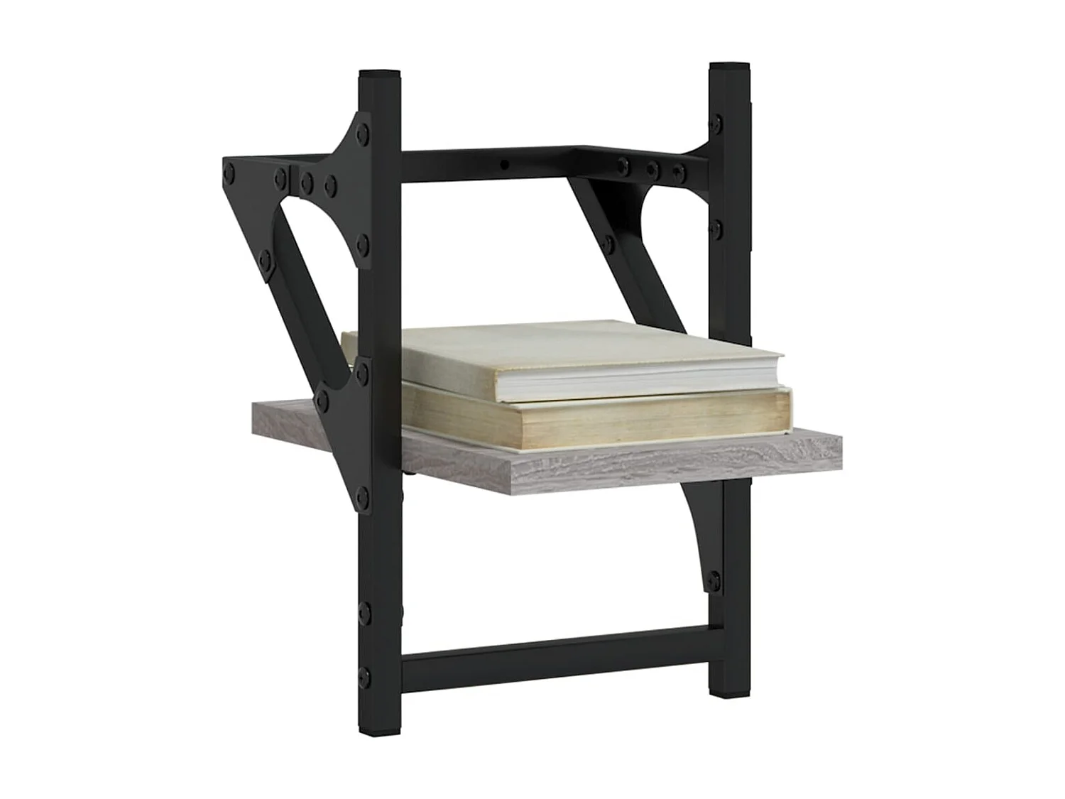 Wandplanken met stangen 2 stuks sonoma grijs 20x25x30 cm