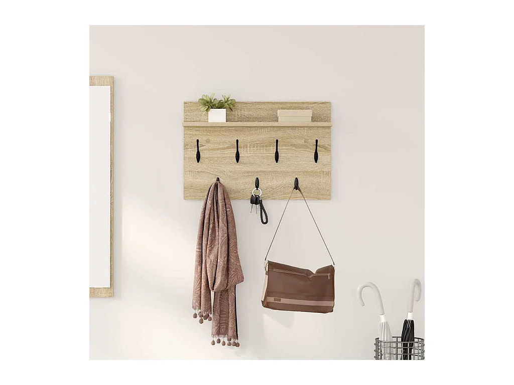 Porte-manteau mural avec étagère Chêne sonoma 60 x 40 x 12 cm