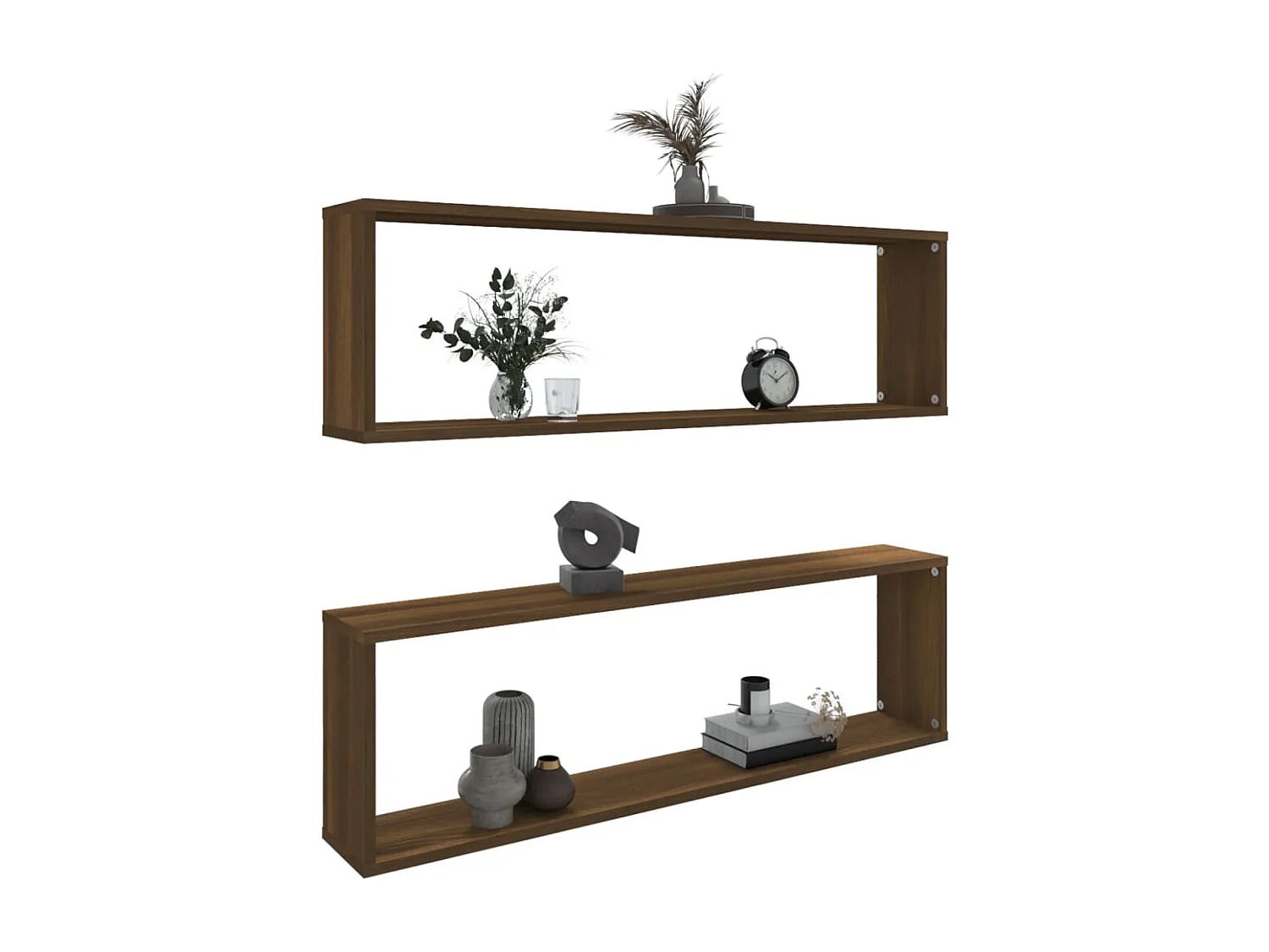 Étagères murales cube 2 pcs Chêne marron 100x15x30 cm Bois