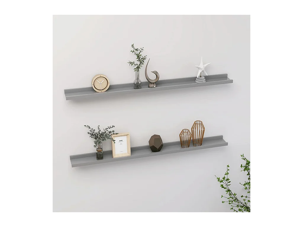 Estantes de pared 2 uds Gris 100x9x3 cm
