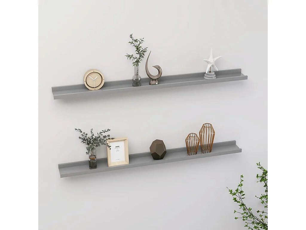 Estantes de pared 2 uds Gris 100x9x3 cm