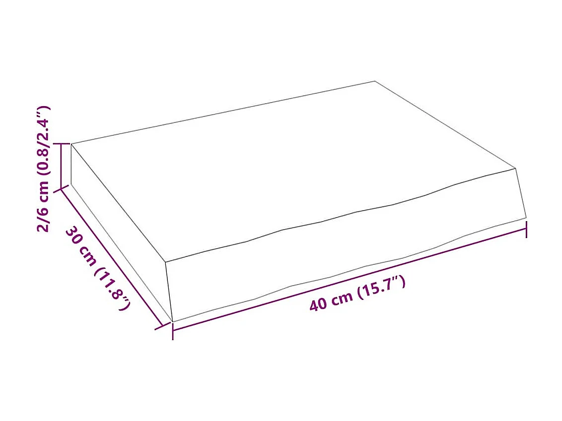 Estante de pared 40x30x(2-6) cm madera maciza de roble sin tratar