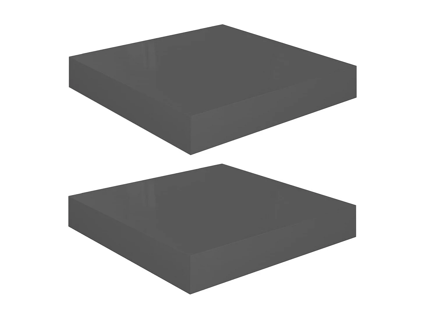 Étagère murale flottante 2 pcs Gris brillant 23x23,5x3,8 cm MDF