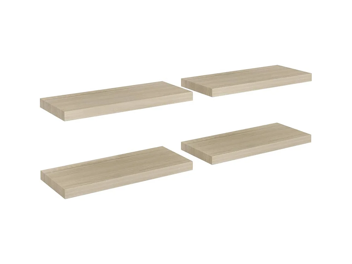 Estantes de pared flotantes 4 piezas roble 60x23,5x3,8 cm MDF