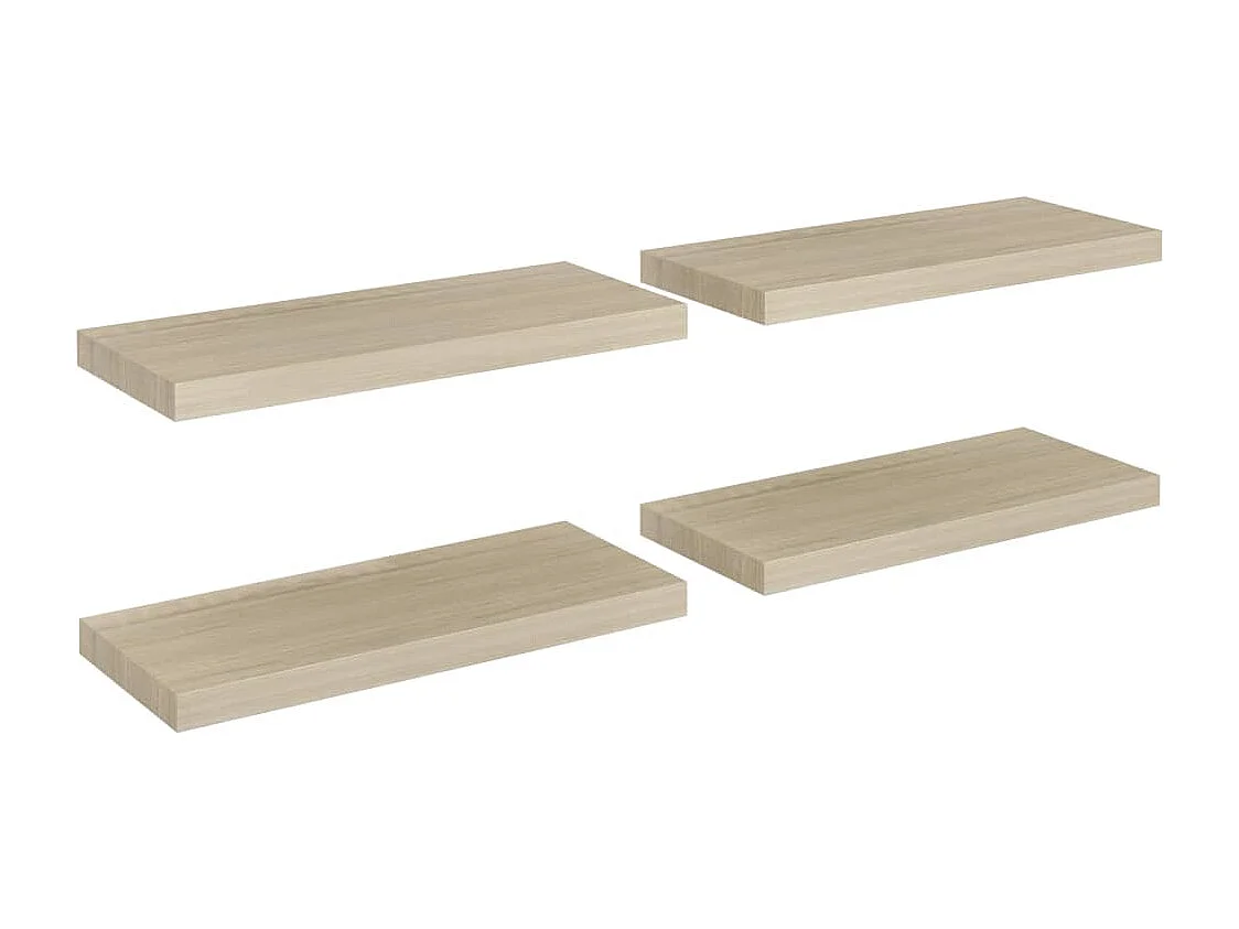 Estantes de pared flotantes 4 piezas roble 60x23,5x3,8 cm MDF