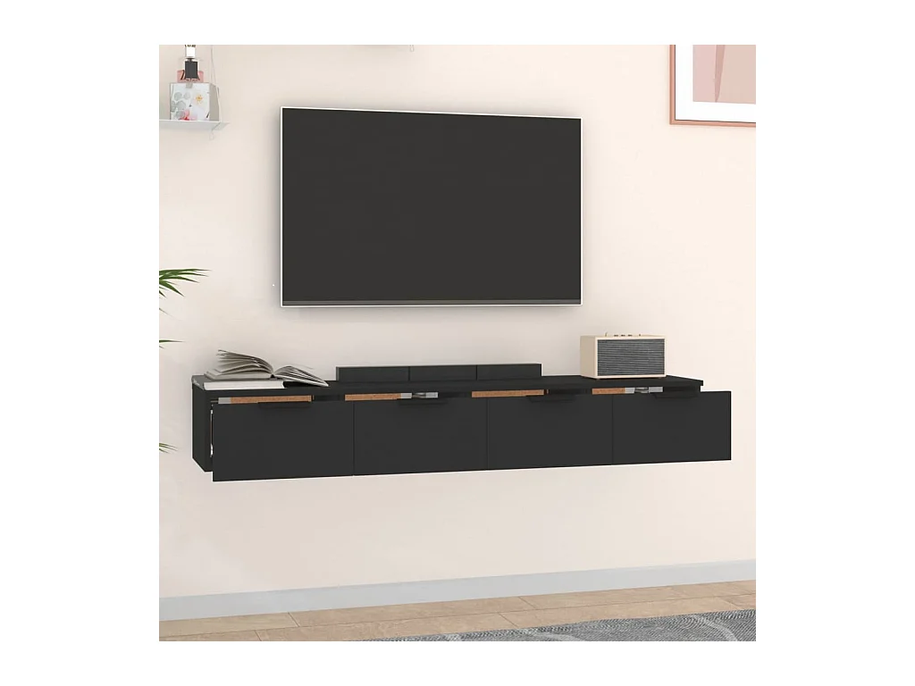 Pensili 2 pz Nero 68x30x20 cm Legno ingegnerizzato