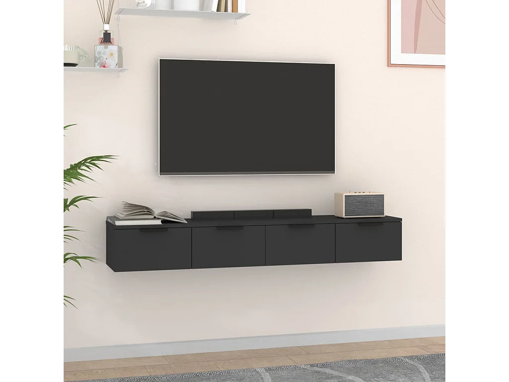 Pensili 2 pz Nero 68x30x20 cm Legno ingegnerizzato