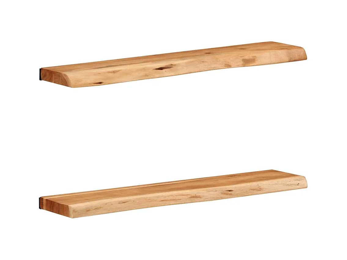 Estantes de pared 2 uds 80x20x3,5 cm madera maciza de acacia