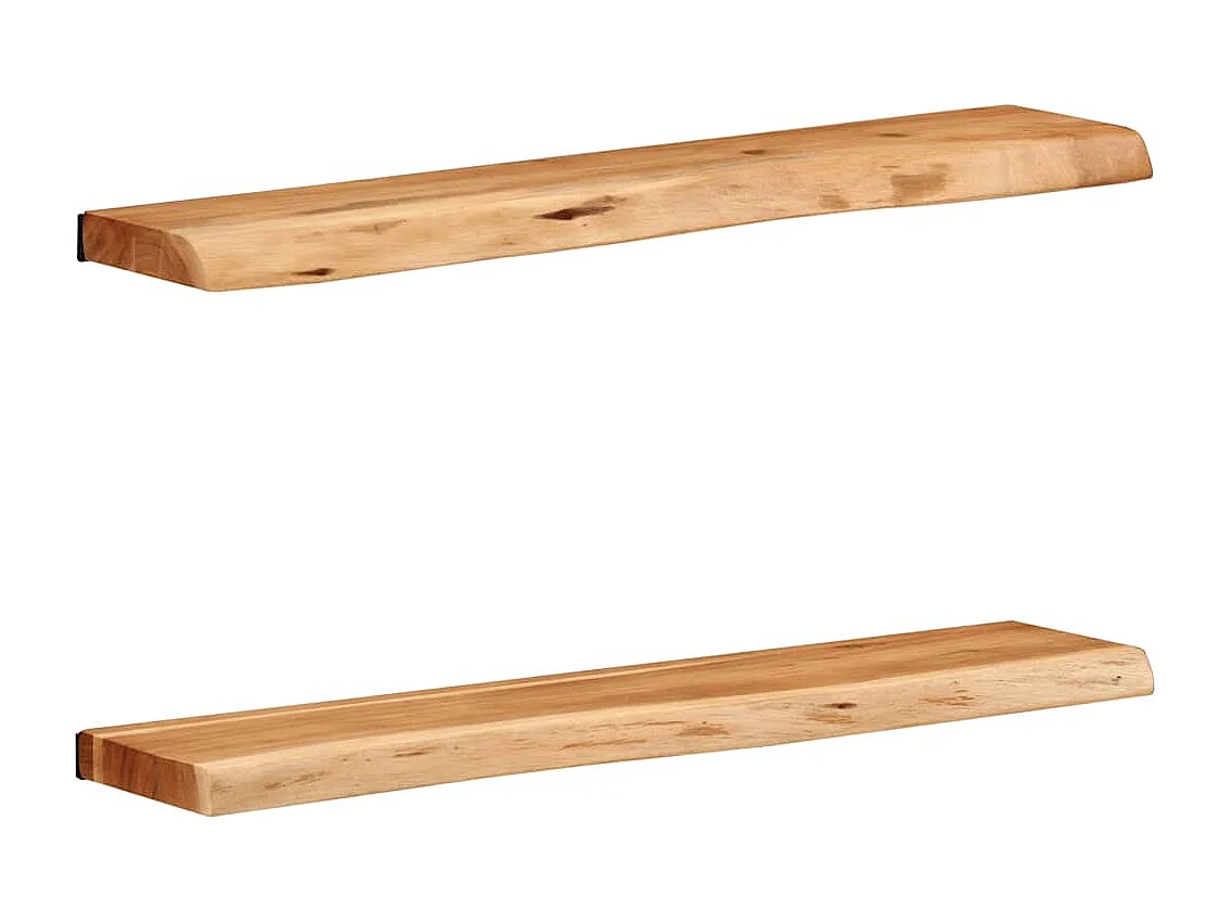 Estantes de pared 2 uds 80x20x3,5 cm madera maciza de acacia