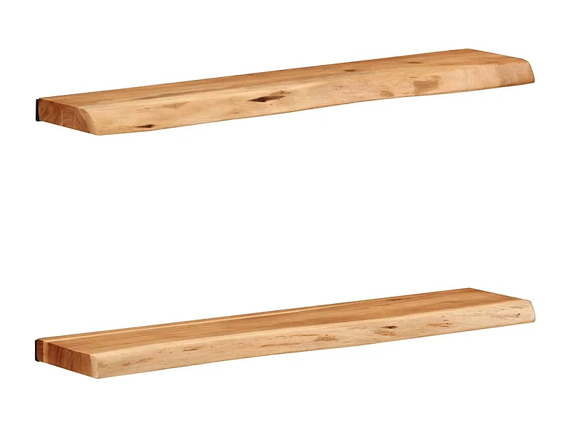 Étagères murales 2 pcs 80x20x3,5 cm bois massif d'acacia