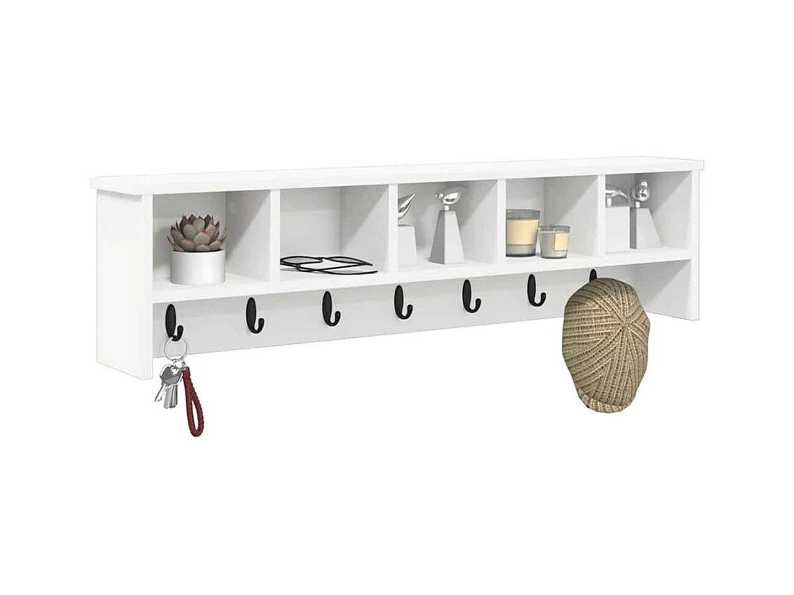 Perchero de pared Blanco 100 x 16 x 26 cm Madera de ingeniería