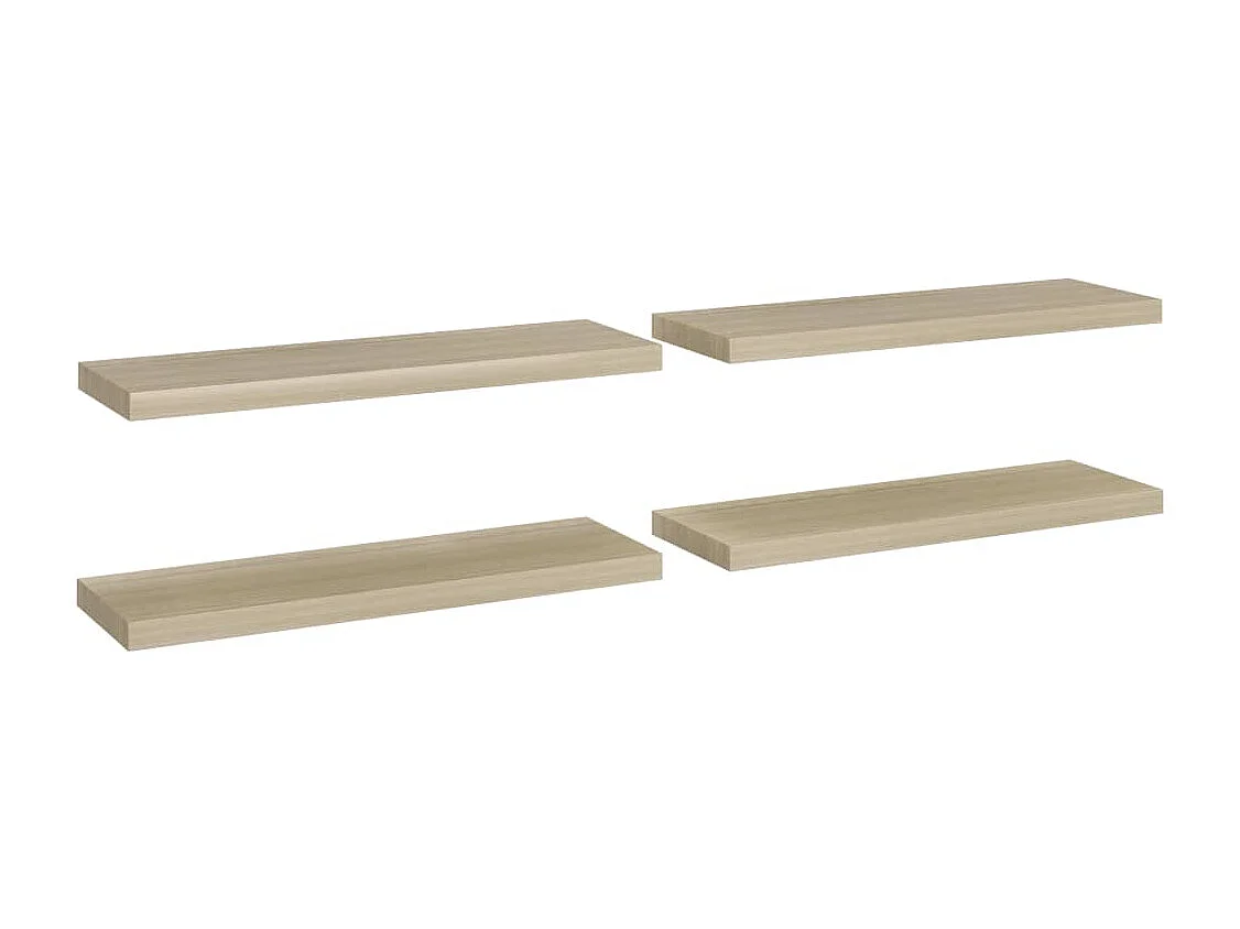 Zwevende wandplanken 4 stuks Eiken 80x23,5x3,8 cm MDF