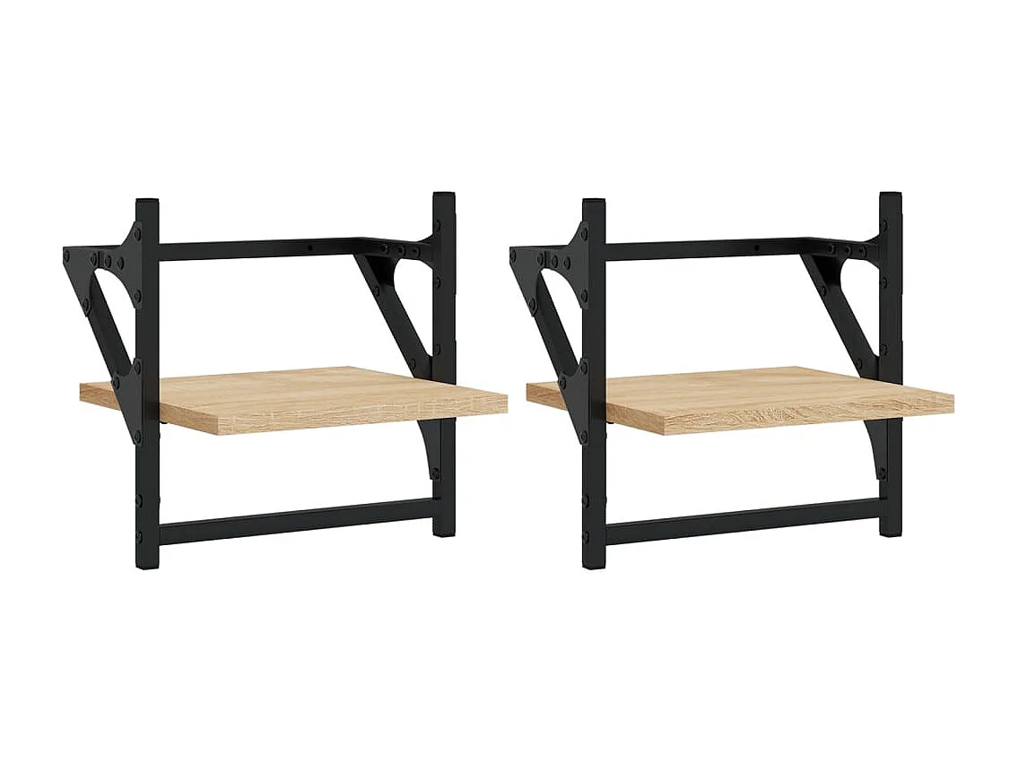 Estantes de pared con barras 2 piezas roble sonoma 30x25x30 cm