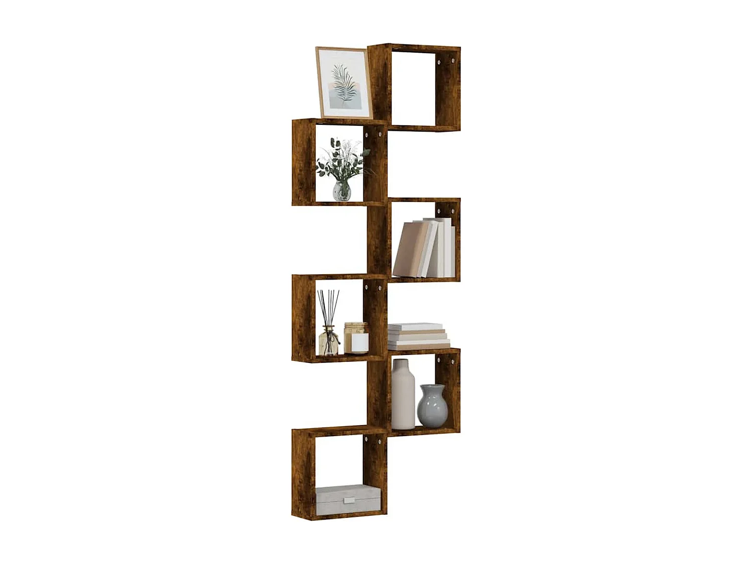 Estantes de pared cúbicos 6 piezas roble ahumado 30x15x30cm