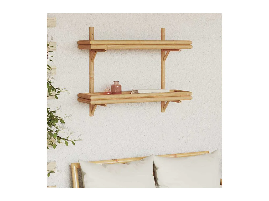 Estante de pared con balda marrón 75 x 26 x 60 cm Bambú