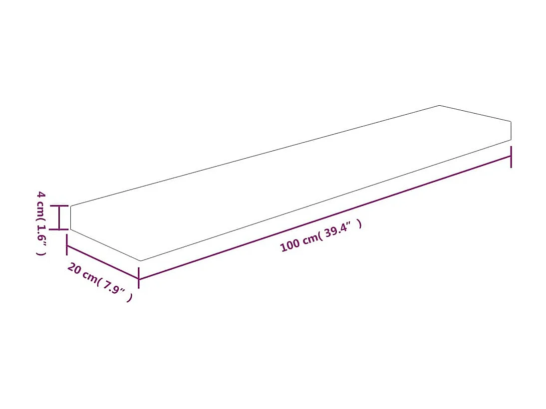 Pannello per mensola 100x20x4 cm Legno massello di rovere non trattato