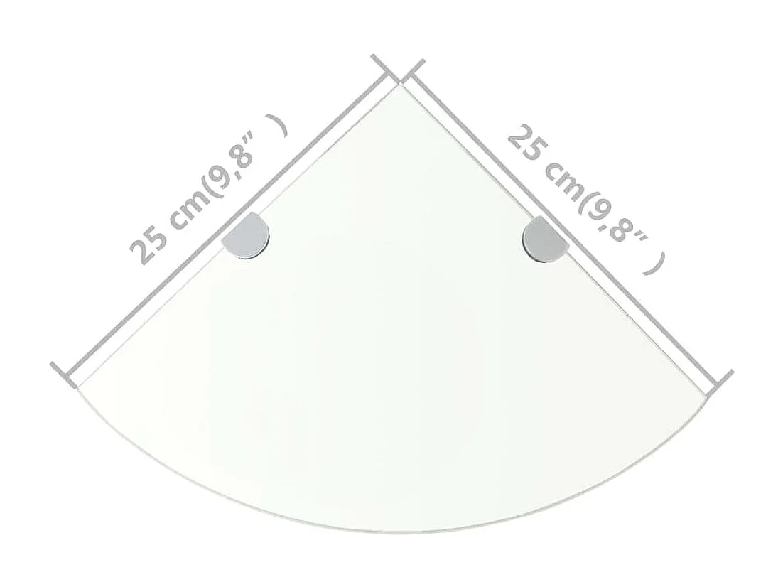Étagères d'angle 2 pcs et supports Verre Transparent 25x25 cm