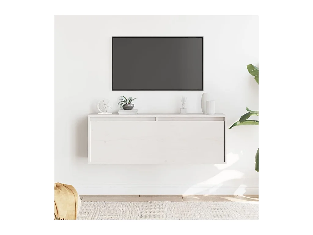 Armario de pared Blanco 100x30x35 cm Madera maciza de pino