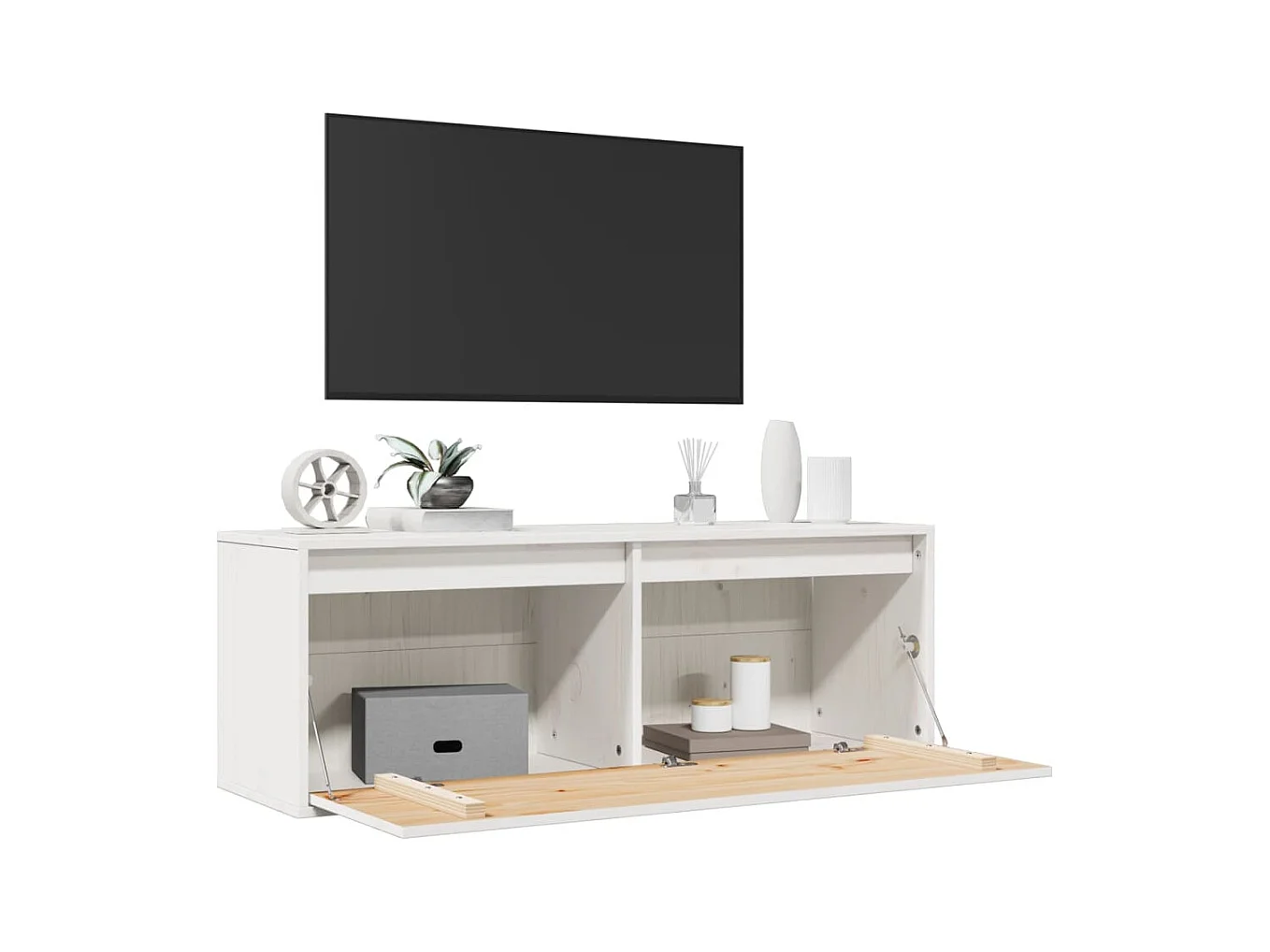 Armario de pared Blanco 100x30x35 cm Madera maciza de pino