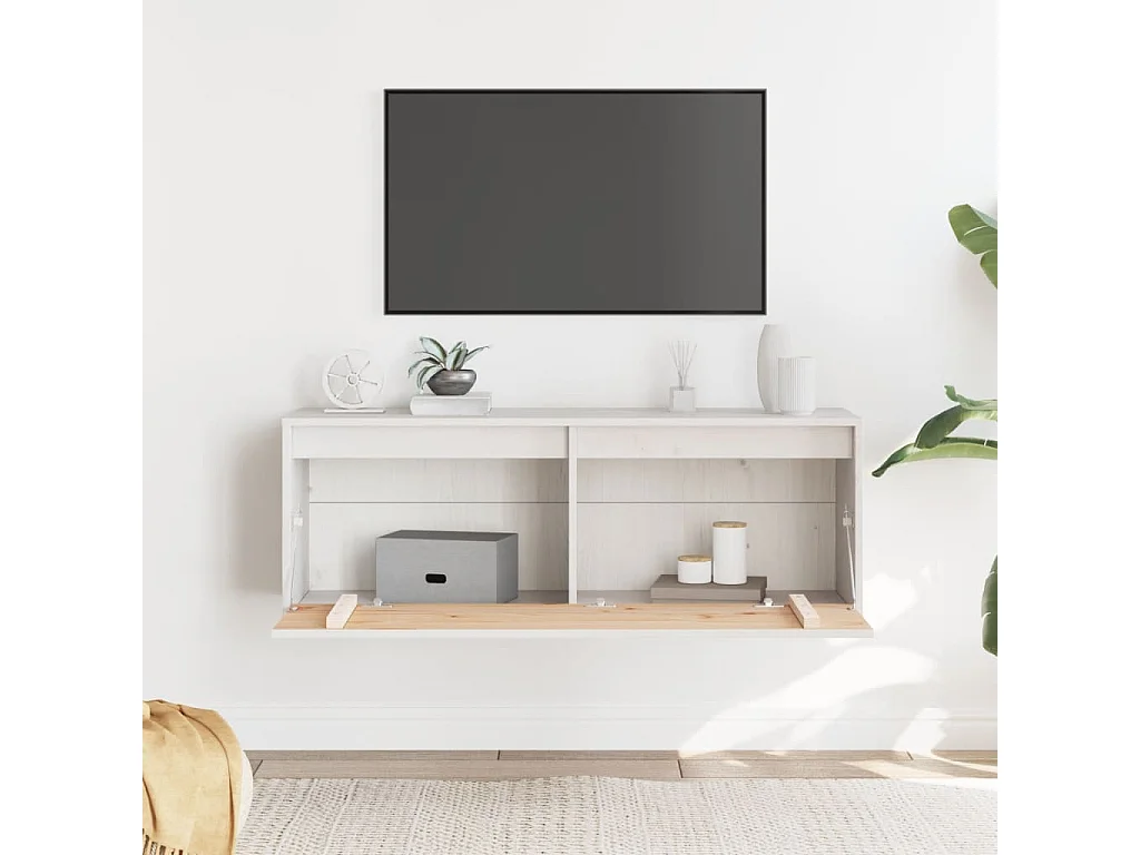 Armario de pared Blanco 100x30x35 cm Madera maciza de pino