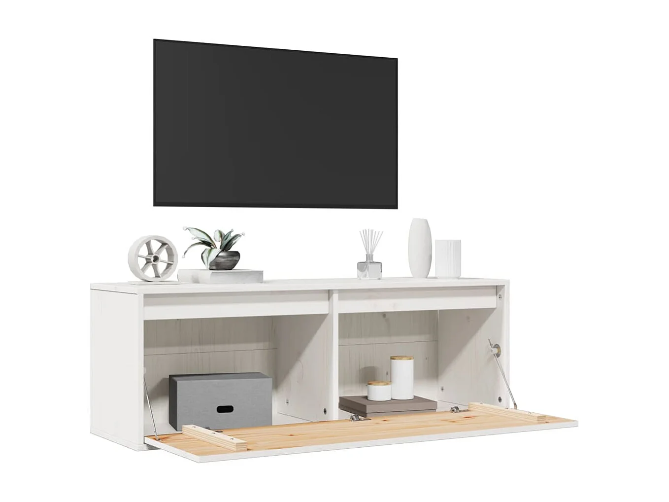 Armario de pared Blanco 100x30x35 cm Madera maciza de pino