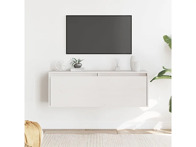 Armoire murale Blanc 100x30x35 cm Bois de pin massif