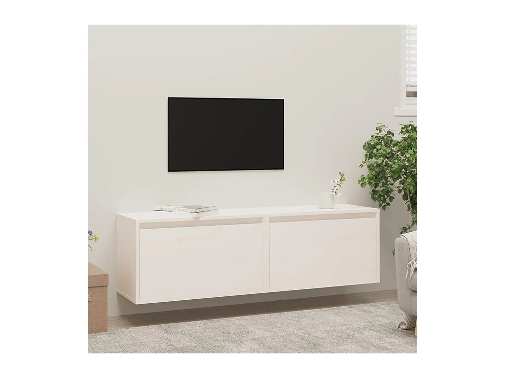 Pensili 2 pz Bianco 60x30x35 cm Legno massello di pino