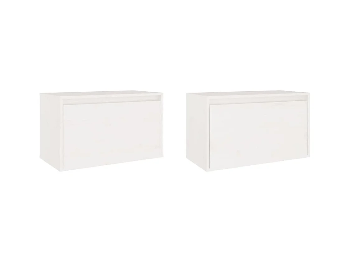 Pensili 2 pz Bianco 60x30x35 cm Legno massello di pino