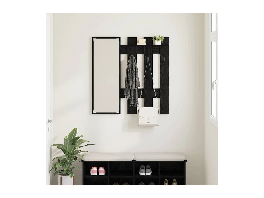 Appendiabiti da parete Rovere Nero da parete 100 x 10 x 100 cm