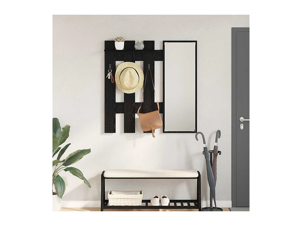 Porte-manteau mural Montage mural Chêne Noir 100 x 10 x 100 cm