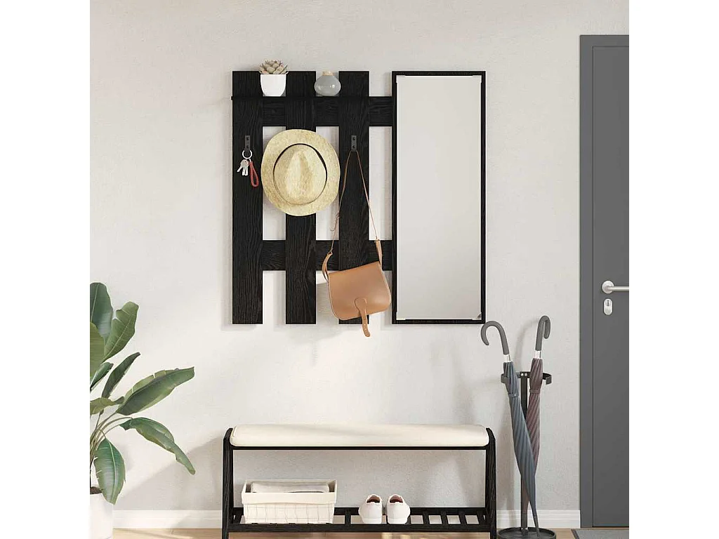 Porte-manteau mural Montage mural Chêne Noir 100 x 10 x 100 cm