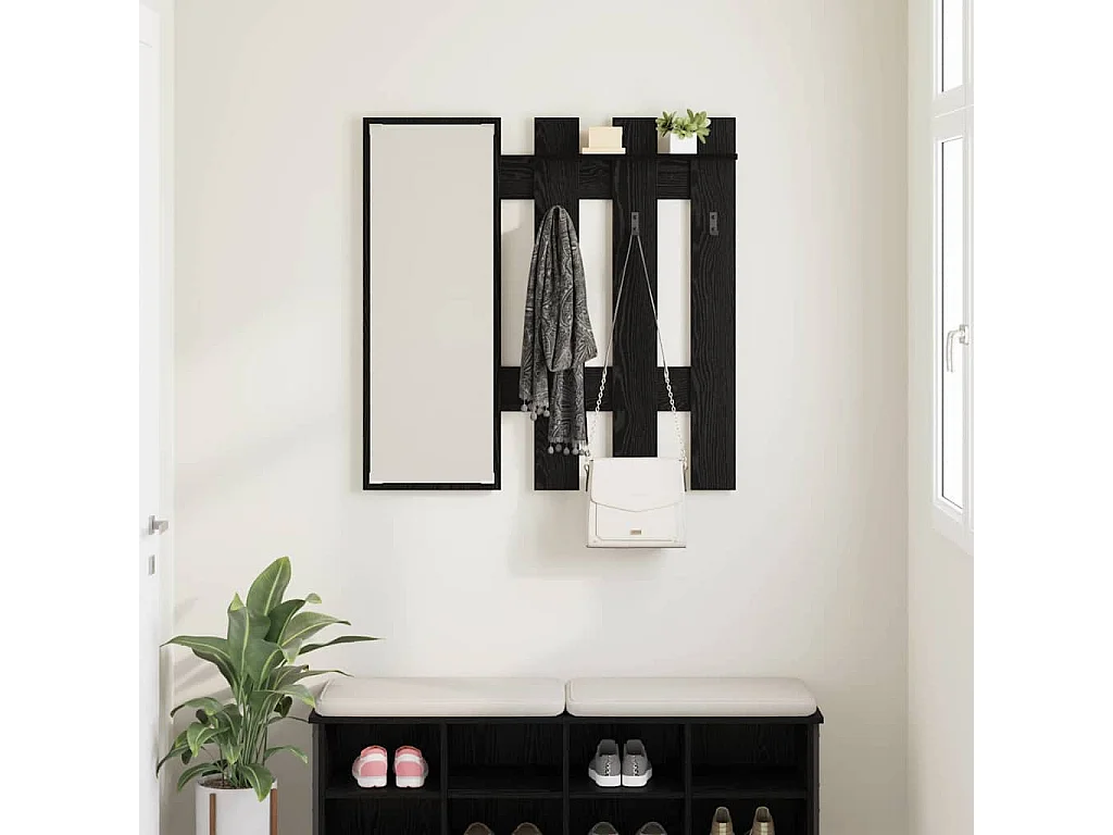 Porte-manteau mural Montage mural Chêne Noir 100 x 10 x 100 cm