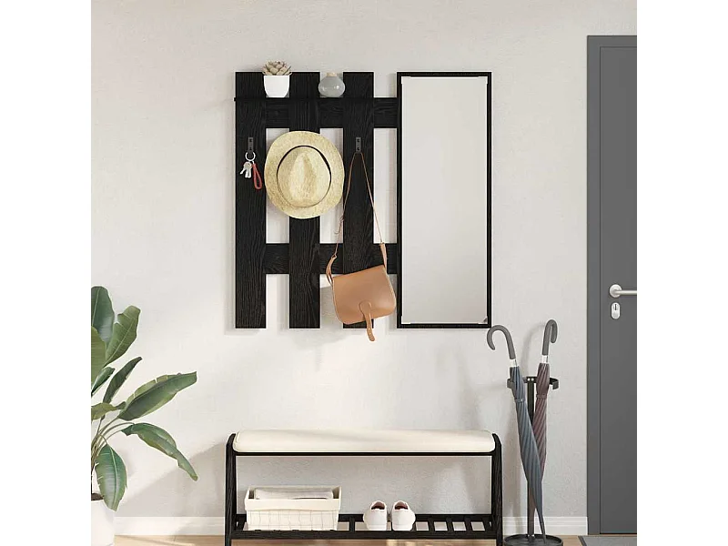 Porte-manteau mural Montage mural Chêne Noir 100 x 10 x 100 cm