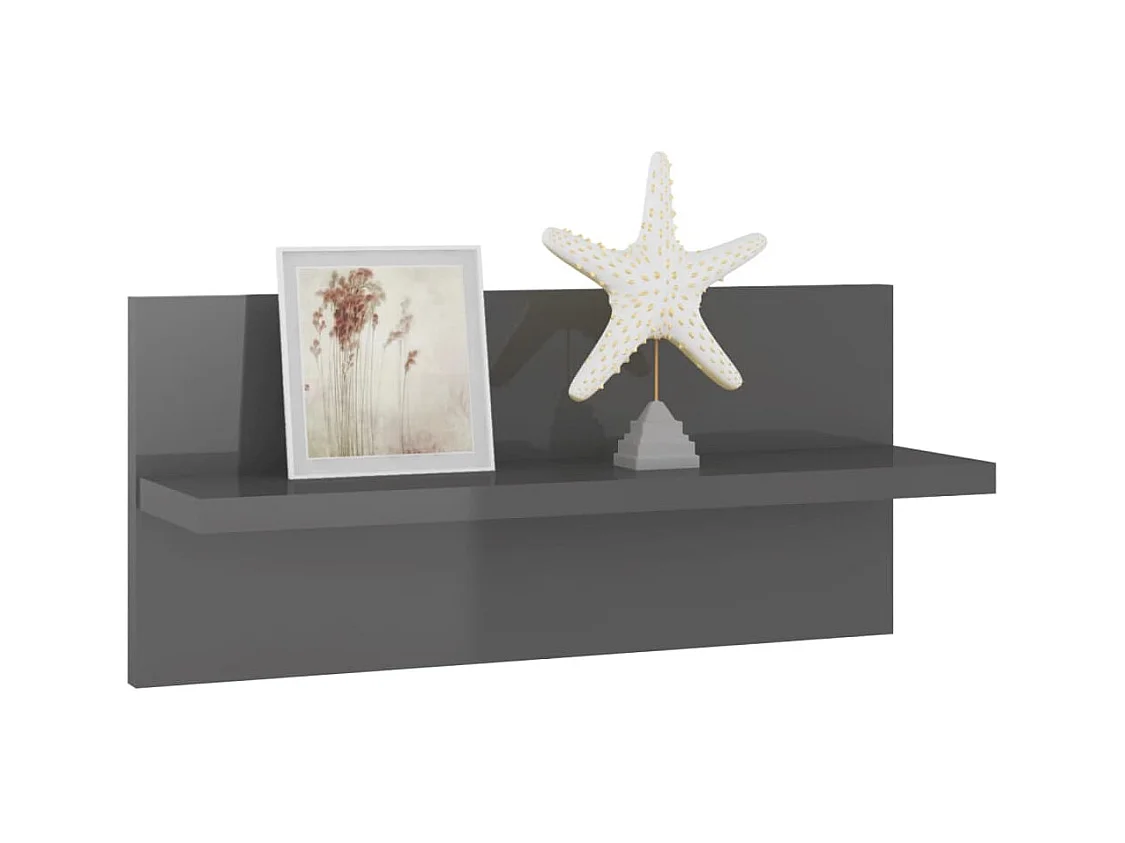 Mensole da parete a 4 pezzi, grigio lucido, legno ingegnerizzato