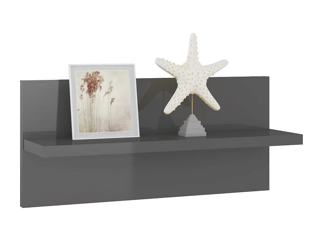 Étagères murales 4 pcs gris brillant bois d'ingénierie