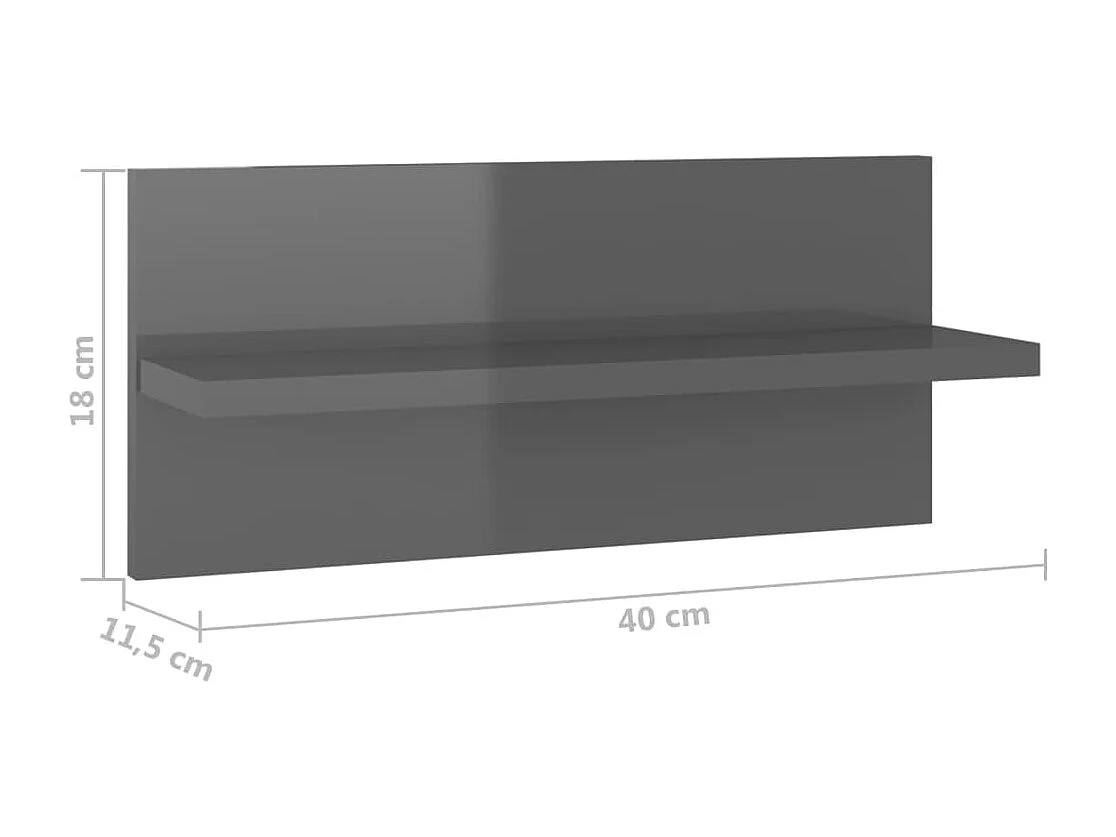 Étagères murales 4 pcs gris brillant bois d'ingénierie