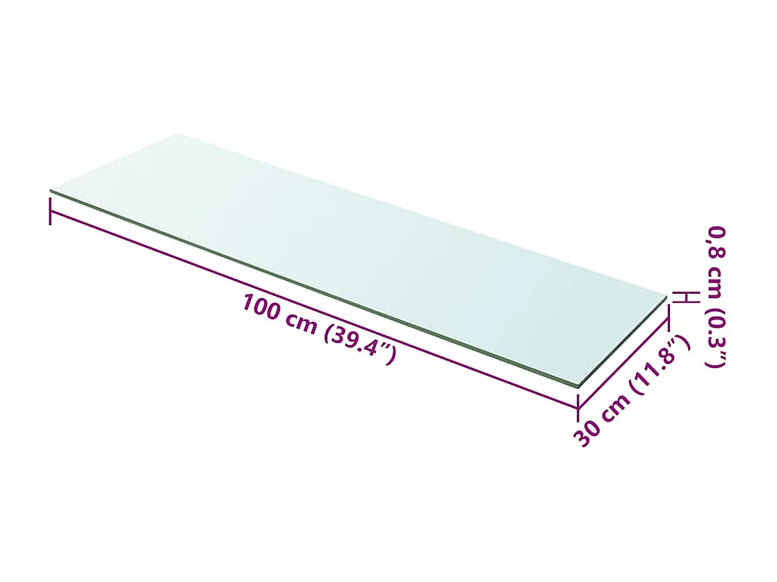 Panneaux d'étagère 2 pcs Verre Transparent 100 x 30 cm