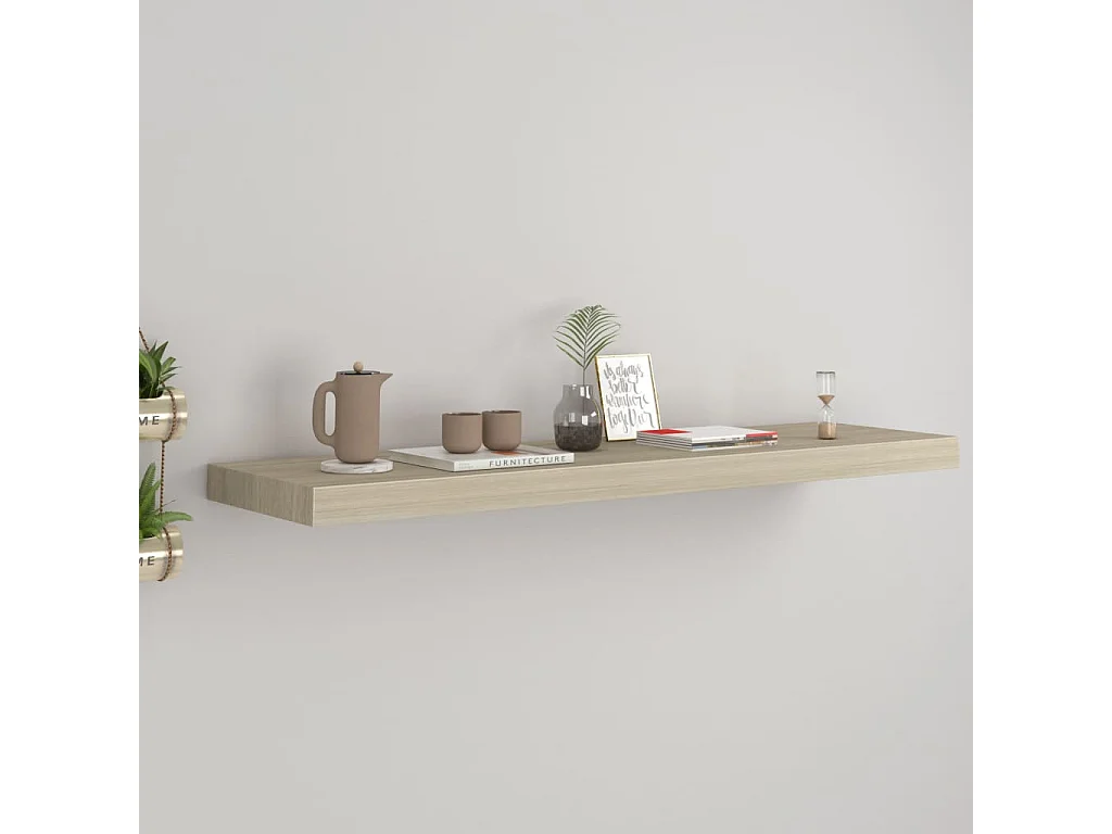 Mensola sospesa da parete in rovere 90x23,5x3,8 cm MDF