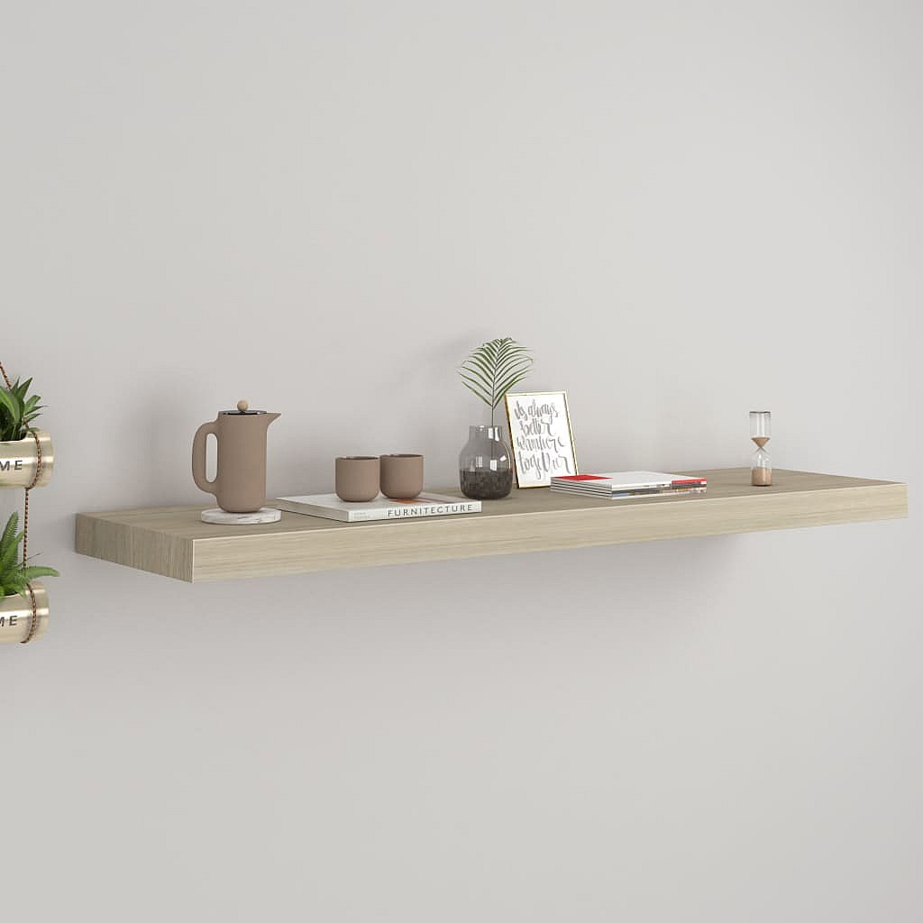 Mensola A Parete Geometrica In Legno – Design A Onda Moderno, In Quercia O Noce, 65x40x15 Cm