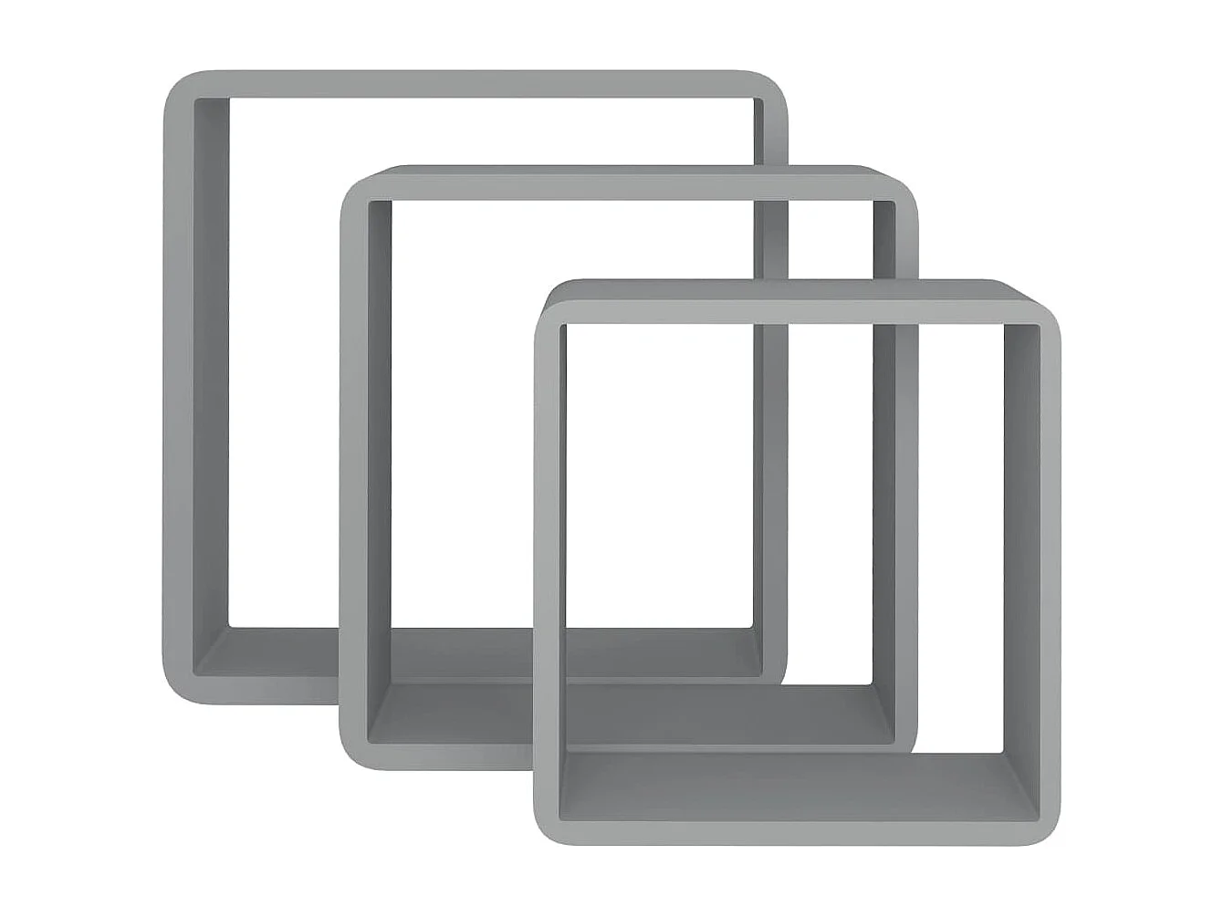 Estantes de pared cúbicos 3 piezas MDF gris