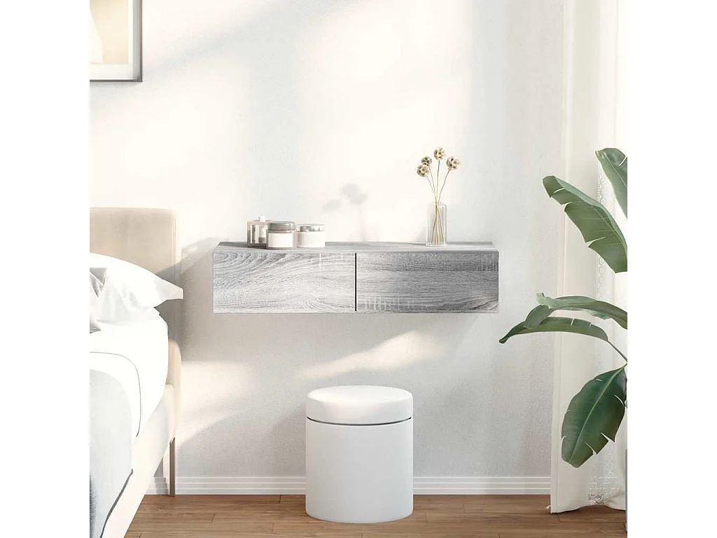 Étagère murale avec tiroirs sonoma gris bois d'ingénierie