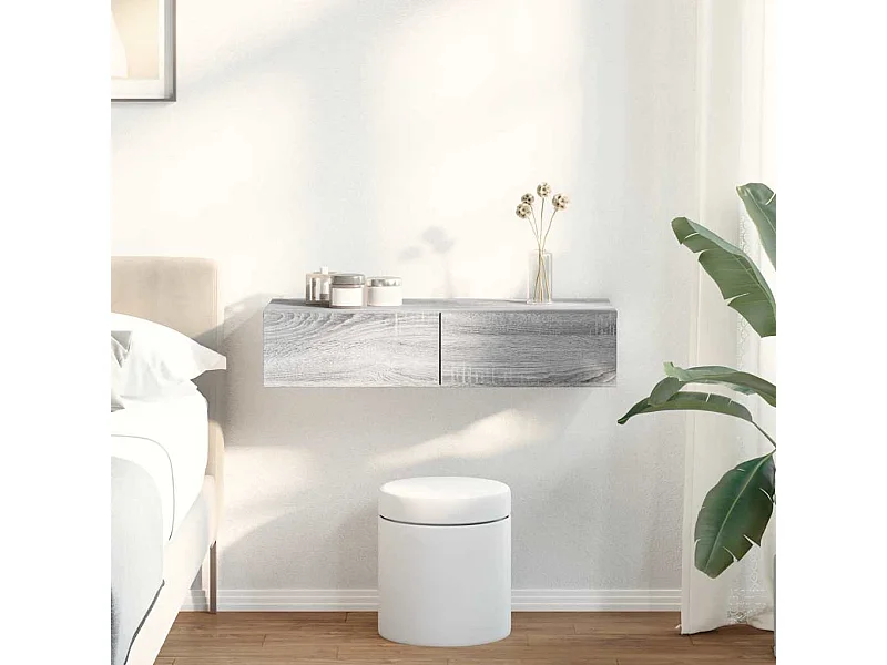 Étagère murale avec tiroirs sonoma gris bois d'ingénierie