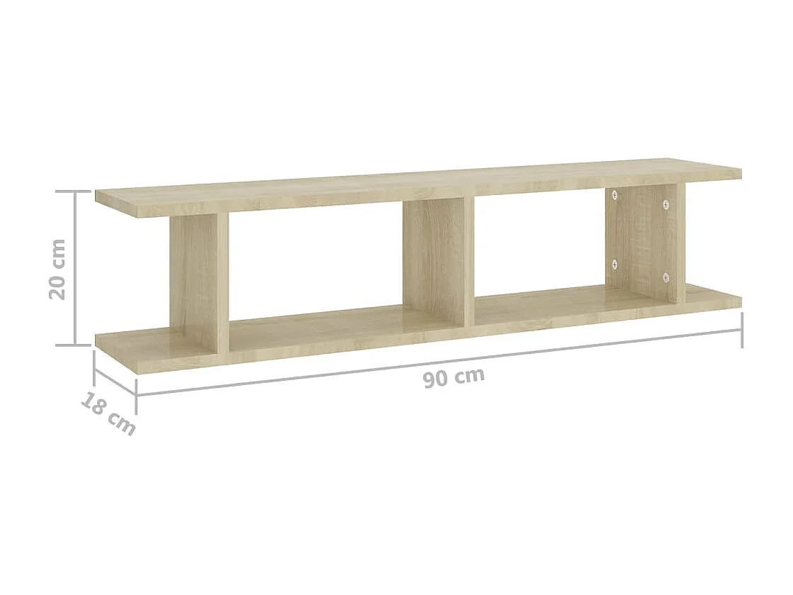 estantes de pared de roble Sonoma de 90 x 18 x 20 cm, madera de ingeniería