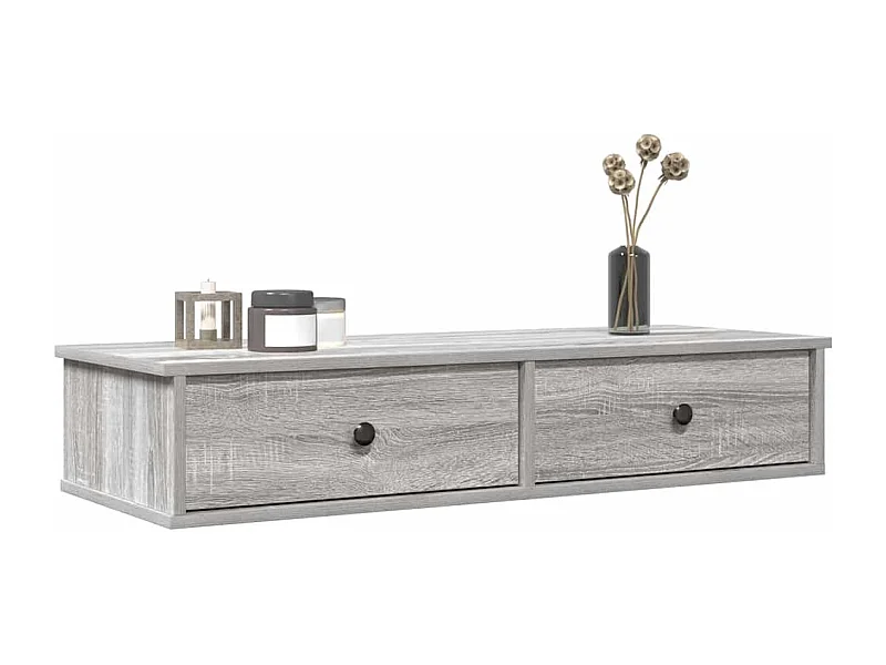 Estante de pared de madera de ingeniería gris Sonoma con cajones