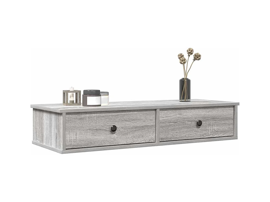 Estante de pared de madera de ingeniería gris Sonoma con cajones