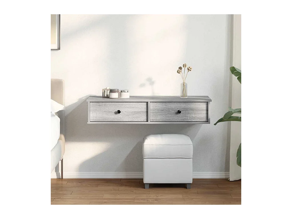 Estante de pared de madera de ingeniería gris Sonoma con cajones