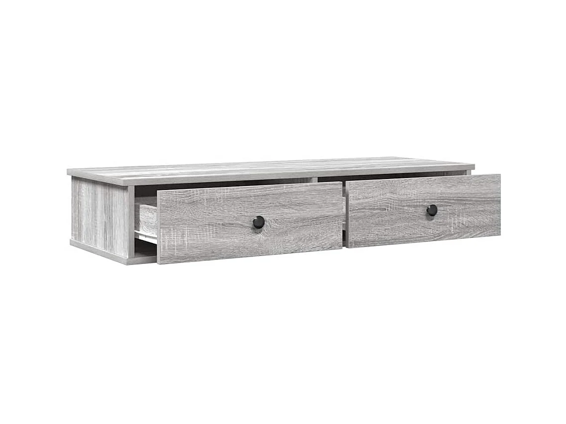 Estante de pared de madera de ingeniería gris Sonoma con cajones