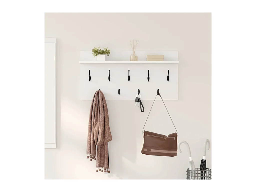 Porte-manteau mural Blanc 80 x 40 x 12 cm Bois d'ingénierie