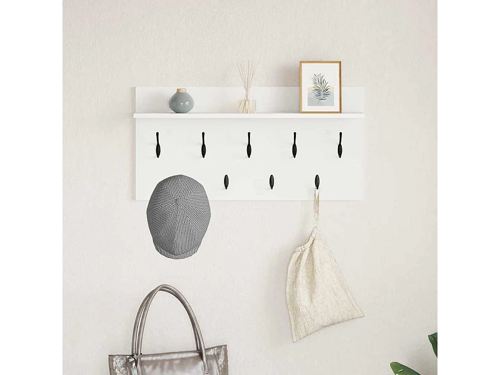 Perchero de pared Blanco 80 x 40 x 12 cm Madera de ingeniería